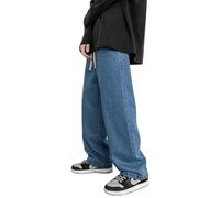 KATIAK Men's Baggy Jeans Oversized 5Xl Men'S Wide-Leg Jeans Spring Black Gray Baggy Streetwear Pants-Dark Blue-Asia M