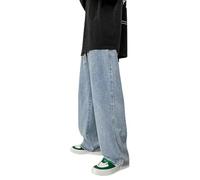 KATIAK Men's Baggy Jeans Oversized 5Xl Men'S Wide-Leg Jeans Spring Black Gray Baggy Streetwear Pants-Sky Blue-Asia L