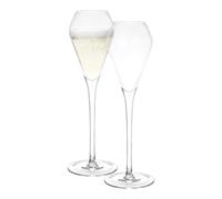 Katie Jayne 285ml 'Tulip' Champagne Flutes Set of 4 | Mouth-Blown Glass Set for Prosecco & Cocktails | 4 Large Modern Glasses for Home Bars, Weddings & Parties | Gift-Boxed, Handmade Drinking Glasses