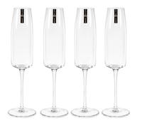 Katie Jayne Amphitrite 310ml Large Champagne Flutes Set of 4 Gift-Boxed Set | Wave-Effect Mouth-Blown Glassware Set | 27.8cm Tall Drinking Glasses | Slim Stem Prosecco & Champagne Glasses | Wedding Gifts