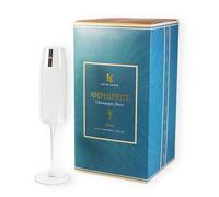 Katie Jayne Set of 4 310ml Amphitrite Champagne Flutes, Clear Wave-Effect | 27.8cm Tall Prosecco & Champagne Glasses with Slender Stem | Mouth-Blown Glassware Set, Mocktail/Cocktail Drinking Glasses