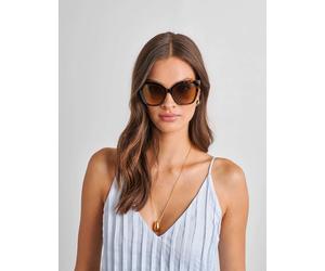 Katie Loxton Animal Print Oversized Cat Eye Sunglasses Brown Mix