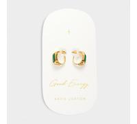 Katie Loxton 'Good Energy' Waterproof Gold Malachite Hoop Earrings