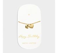 Katie Loxton 'Happy Birthday' Waterproof Gold Charm Bracelet 18cm + 3cm