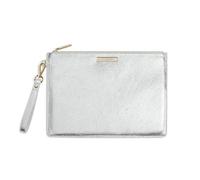 Katie Loxton Luxe Womens Medium Vegan Leather Wristlet Strap Clutch Purse Metallic, Metallic Silver, 7.75 x 11.5 x .75