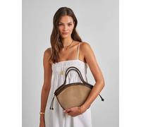 Katie Loxton Raffia Woven Top Handle Tote Grab Bag Chocolate