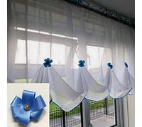 Katiesboutique ltd Beautiful White Voile Net Curtain Piping (114"x29.5", Blue)