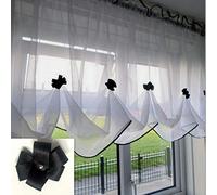 Katiesboutique ltd Beautiful White Voile Net Curtain Piping (114"x47", Black)