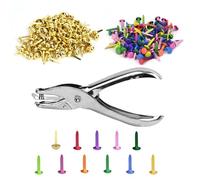 KATIMI 200 Pieces Split Pins, Round Split Pin with Hole Punch, Multicolor Paper Fasteners, Mini Golden Metal Brads for Office School Stamping Scrapbooking Paper DIY Crafts Projects