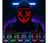 KaTiSeMo Halloween Mask LED Light up Mask, Halloween Purge Mask with 3 Lighting Modes & El Wire, Scary Scream Mask for Festival Cosplay Halloween Costume Masquerade Parties, Cosplay, Carnival, Gifts
