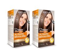 Kativa Brazilian Straightener 2 Pack - New Formula with Hyaluronic Acid - Professional Straightening Treatment at Home - Lasts Up to 12 Weeks - Keratin Straightening - Vegan Formula