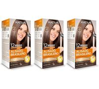 Kativa Brazilian Straightening Kit - Professional At-Home Smoothing Treatment - Up to 12 Weeks Lasting - Keratin Straightening - 3-Pack