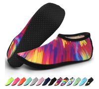 KATKLIU Water Socks - Non-Slip Diving Sock with Grippy Sole - Lightweight Quick Dry Swimming Socks for Men Women - Beach & Surfing Gear for Pool, Yoga, Indoor & Outdoor Sport-Vibrant Rainbow-44-45