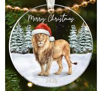 KATLADIZ Lion Ornament - Lion Ornaments for Christmas Tree, Wildlife Christmas Ornaments - Woodland Animals Gifts for Women, Men - Acrylic Hanging Ornament 2025