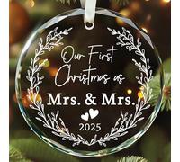 KATLADIZ Mrs and Mrs Wedding Gifts - Lesbian Gifts - Lesbian Christmas Ornament for LGBT Hers and Hers - Our First Christmas Married Engaged Ornament 2025 for Her, Girlfriend, Wife - Glass Ornament