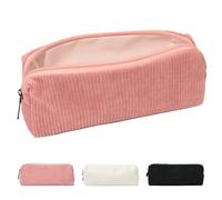 KATLINNA Pencil Case, 3 Colours to Choose From Corduroy Fabric, Pencil Case for Girls Teenagers, Pencil Case, Simple Pencil Case for School and Office, pink, simplicity