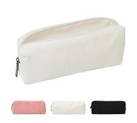 KATLINNA Pencil Case, 3 Colours to Choose From Corduroy Fabric, Pencil Case for Girls Teenagers, Pencil Case, Simple Pencil Case for School and Office, White, simplicity