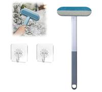 KATLKIU 2-in-1 Pet Hair & Window Screen Cleaner with Long Handle - Multi-Surface Reusable Brush for Sofa, Carpet, Clothes, Glass & Mesh - Eco-Friendly Hair Remover for Dogs and Cats