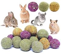 KATLKIU Herbal Chew Balls for Small Pets - 3-in-1 Set with Natural Timothy Hay, Rose, Calendula & Forget-Me-Not Petals - Dental Snacks for Rabbits, Hamsters & Guinea Pigs