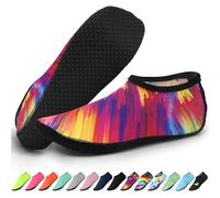 KATLKIU Water Shoes Sock, Water Socks with Grippy Sole - Lightweight Quick - Dry Beach Socks for Swimming - Beach & Surfing-Design for Men/Women-Vibrant Rainbow-40-41