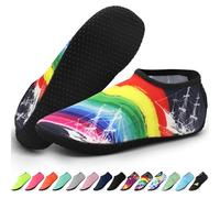 KATLKIU Water Shoes Socks- Non-Slip Water Socks with Grippy Sole - Lightweight Quick-Dry Beach Socks for Swimming - Beach & Surfing-Design for Men/Women-Rainbow Sailboat-40-41