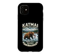 Katmai National Park Brooks Falls Alaska Grizzly Bear Emblem Case for iPhone 11