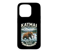 Katmai National Park Brooks Falls Alaska Grizzly Bear Emblem Case for iPhone 15 Pro