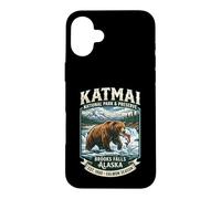 Katmai National Park Brooks Falls Alaska Grizzly Bear Emblem Case for iPhone 16 Plus