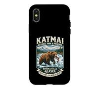 Katmai National Park Brooks Falls Alaska Grizzly Bear Emblem Case for iPhone X/XS