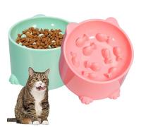 katmerio Anti-sling bowl cat raised, pack of 2 slow feeder cat wet food, anti-slinging bowl cat for cats and small dogs