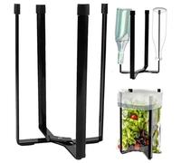 katmerio Bottle Drying Rack, Bottle Holder, Foldable Metal Dish Drainer Bottles, Bottle Holder, Baby Bottles, Drying Rack for 4 Different Size Cups, Black