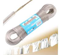 Katmerio Extra Strong Washing Line, 20m, 3mm, Silver, Steel Core, 120kg Capacity, Ideal for Outdoors, Garden, Camping and Travel