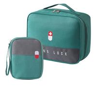 katmerio Medicine Bag, Pack of 2 Portable Medicine Bag, Travel Pharmacy Bag, Waterproof, Medicine Storage Bag, Travel Pharmacy Bag for School, Travel, Camping and Hiking, Green, No