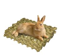 katnson Rabbit Grass Mats, Natural Hay Woven Bed Mat Rabbit Hay Mat Bunny Bedding for Sleeping Chewing Nesting Small Animal Bedding for Bunny Guinea Pig Chinchilla Bird (2pcs)