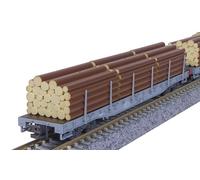 KATO RhB Rw Bogie Stake Wagon Set (4) w/Timber Load VI N Gauge