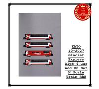 Kato RhB Glacier Express Coach Set (4) VI 1:160 Scale, N Scale