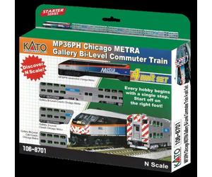Kato 106-8701 MP36PH Chicago Metra Gallery Bi-Level Commuter Train