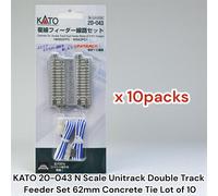 KATO 20-043 N Scale Unitrack Double Track Feeder Set 62mm Concrete Tie Lot of 10