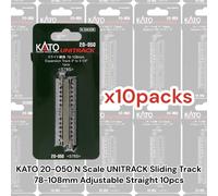 KATO 20-050 N Scale UNITRACK Sliding Track 78-108mm Adjustable Straight 10pcs