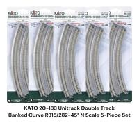 KATO 20-183 Unitrack Double Track Banked Curve R315/282-45° N Scale 5-Piece Set