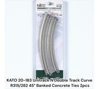 KATO 20-183 Unitrack N Double Track Curve R315/282 45° Banked Concrete Ties 2pcs