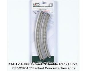 KATO 20-183 Unitrack N Double Track Curve R315/282 45° Banked Concrete Ties 2pcs