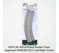 KATO 20-184 Unitrack Double Track Approach R315/282 22.5° Left/Right Tracks