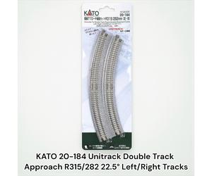 KATO 20-184 Unitrack Double Track Approach R315/282 22.5° Left/Right Tracks