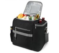 Kato Tirrinia 20L Food Cooler Bag, Thermal Insulated Picnic Bag, Large Leakproof Cooling Bag, Multi-functional Wine Bag for Shopping Camping Work Travel Outdoor Activities, Black