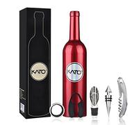 Kato Tirrinia 5 Pcs/set Deluxe Wine Accessories Gift Set - Wine Bottle Corkscrew Opener, Stopper, Drip Ring, Foil Cutter and Wine Pourer, Novelty Bottle-Shaped Best Gifts for Wine Lover, Gadgets for