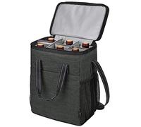 Kato Tirrinia 6 Bottle Wine Cooler Bag, Insulated Leakproof Padded Wine Carrier, Portable Bottle Cool Bag for Picnic, Camping and Beach, Wine Gifts, Black