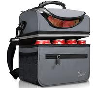 Kato Tirrinia Insulated Cool Bag 13L(22 Cans), Large Compartment Lunch Bag Thermal Tote Bags for Lunch Work School Camping Picnic, Foldable Cooler Bag for Meal Prep or Lunch Box Container,Light Gray