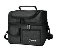 Kato Tirrinia Insulated Cool Bag Lunch Box for Men Women, Leak Proof Lunch Box with Compartment Adults Work with Shoulder Strap and Front Pocket,Charcoal