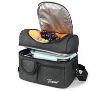 Kato Tirrinia Insulated Lunch Bag 10L(14 Cans), Large Compartment Cool Bag Thermal Tote Bags for Lunch Work School Camping Picnic, Foldable Cooler Bag for Meal Prep or Lunch Box Container, Charcoal